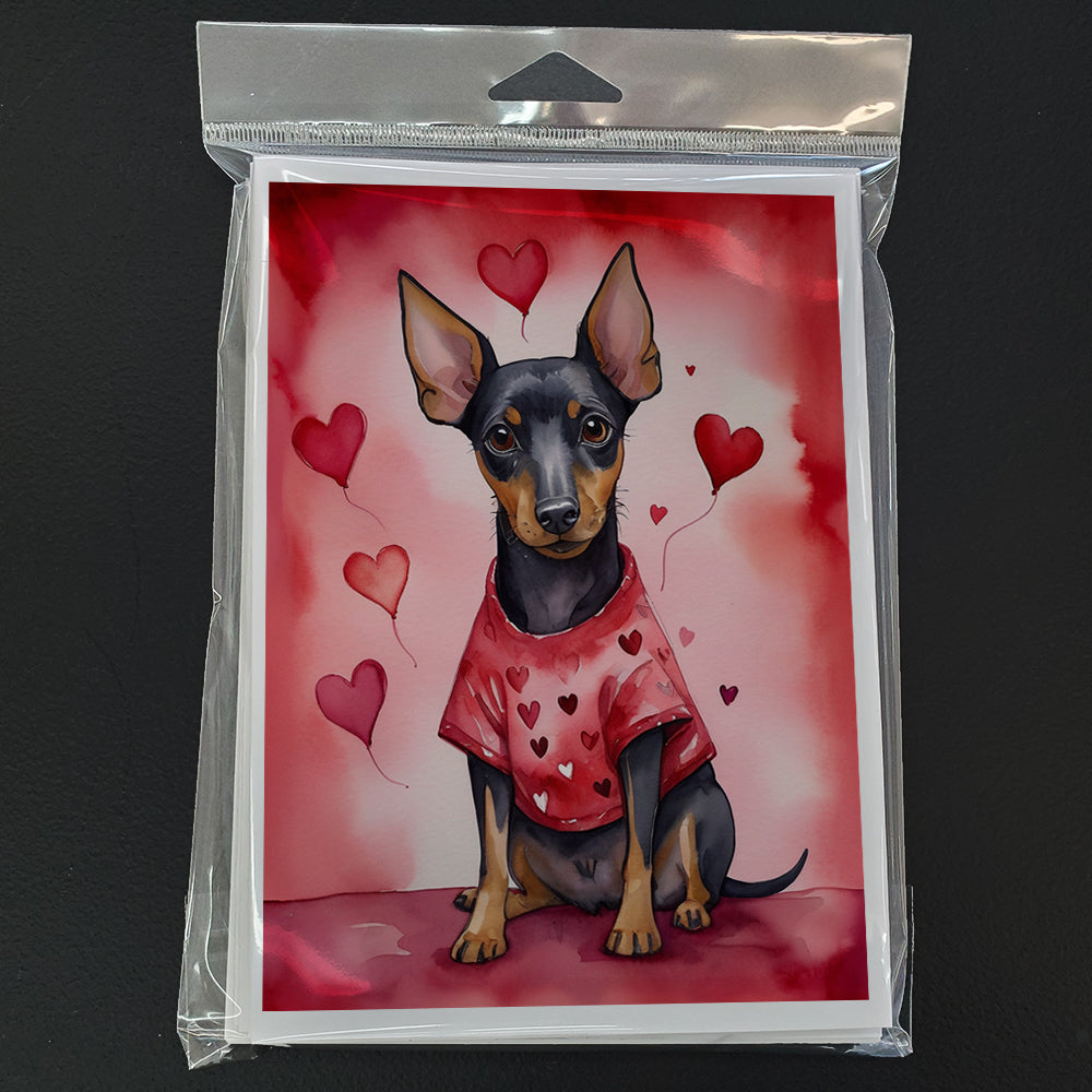 Manchester Terrier My Valentine Greeting Cards Pack of 8 Blank Cards with Envelopes Whimsical A7 Size 5x7