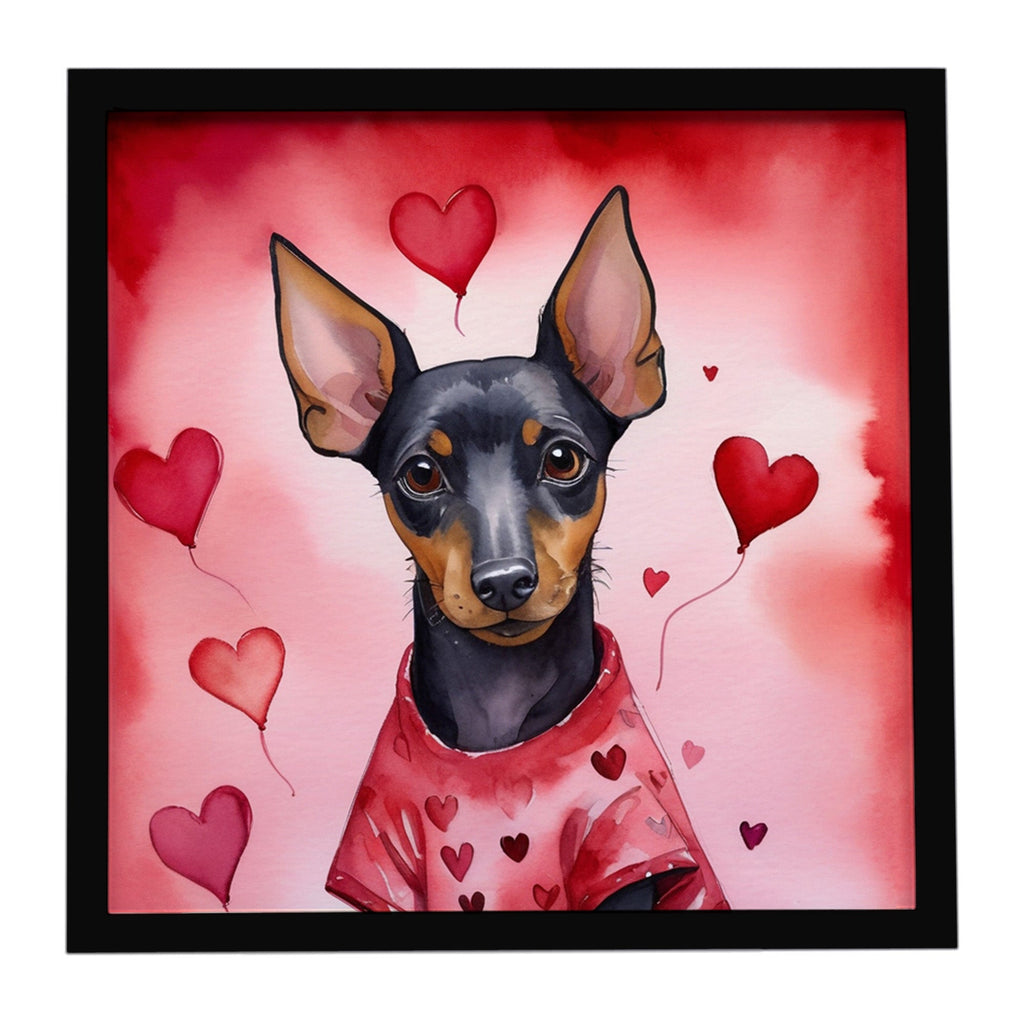 Manchester Terrier My Valentine Framed Metal Print Bathroom, Kitchen, Office, Home Decor Wall Art Ready to Hang, Square, 8X8
