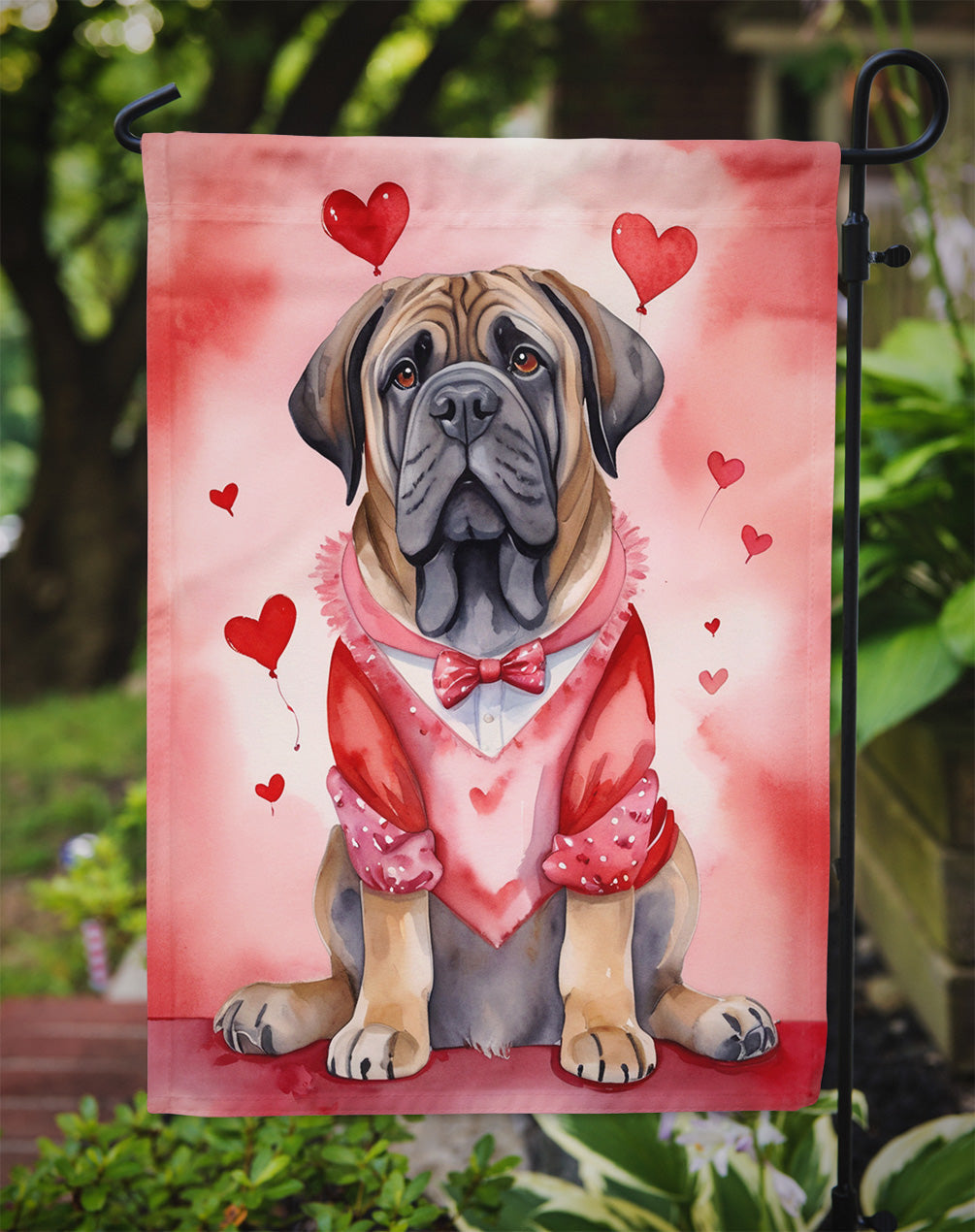 Mastiff My Valentine Garden Flag Mailbox Decorative Yard Banner Outside Patio Artwork for Flower Beds, Garden Size, Multicolor