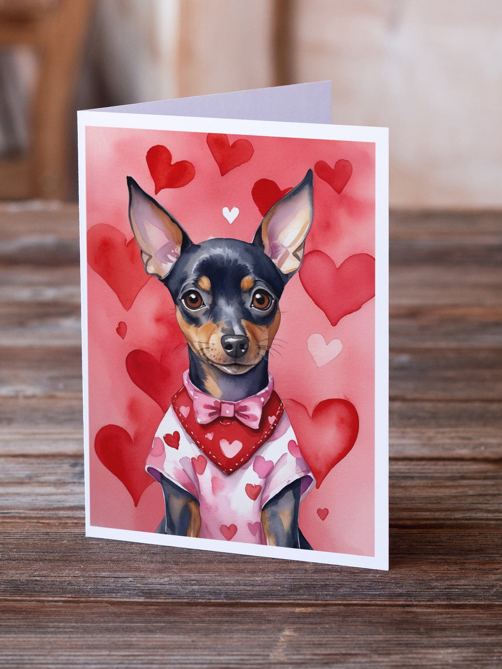 Miniature Pinscher My Valentine Greeting Cards Pack of 8 Blank Cards with Envelopes Whimsical A7 Size 5x7