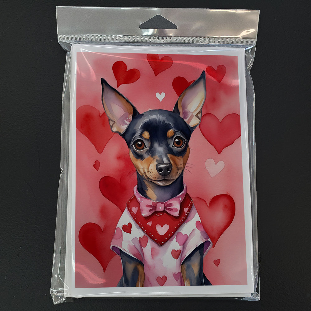 Miniature Pinscher My Valentine Greeting Cards Pack of 8 Blank Cards with Envelopes Whimsical A7 Size 5x7