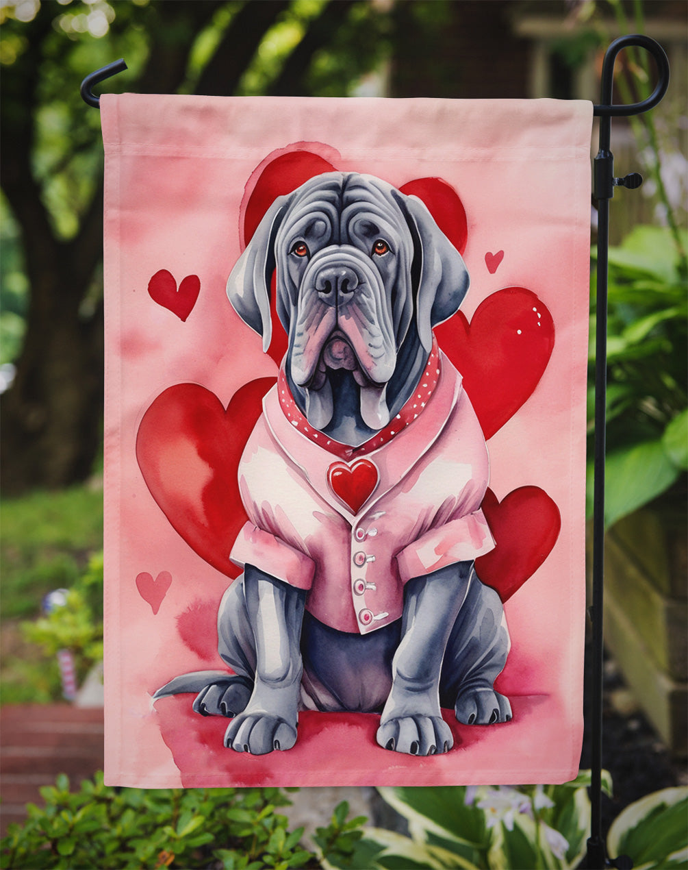 Neapolitan Mastiff My Valentine Garden Flag Mailbox Decorative Yard Banner Outside Patio Artwork for Flower Beds, Garden Size, Multicolor