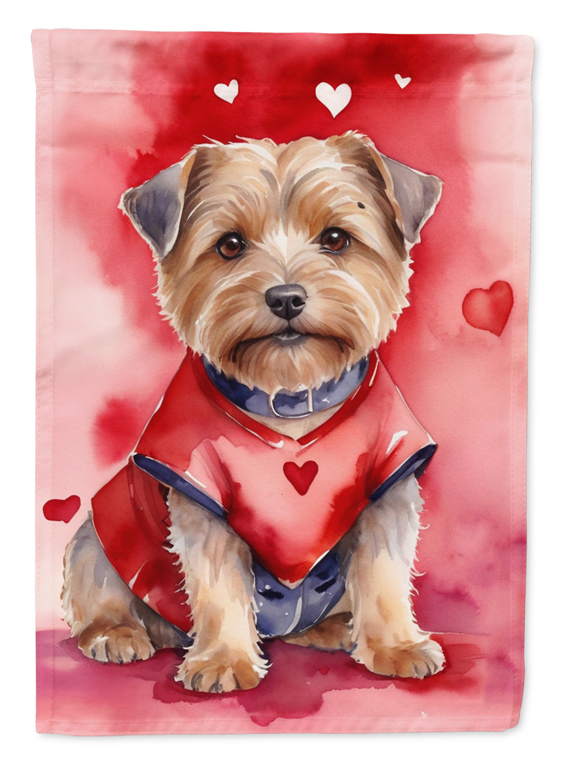 Norfolk Terrier My Valentine House Flag 28x40 Porch Sleeve Pole Decorative Outside Yard Banner Artwork Wall Hanging, Polyester