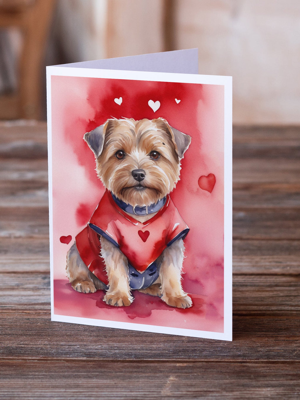 Norfolk Terrier My Valentine Greeting Cards Pack of 8 Blank Cards with Envelopes Whimsical A7 Size 5x7