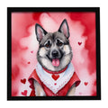 Norwegian Elkhound My Valentine Framed Metal Print Bathroom, Kitchen, Office, Home Decor Wall Art Ready to Hang, Square, 8X8