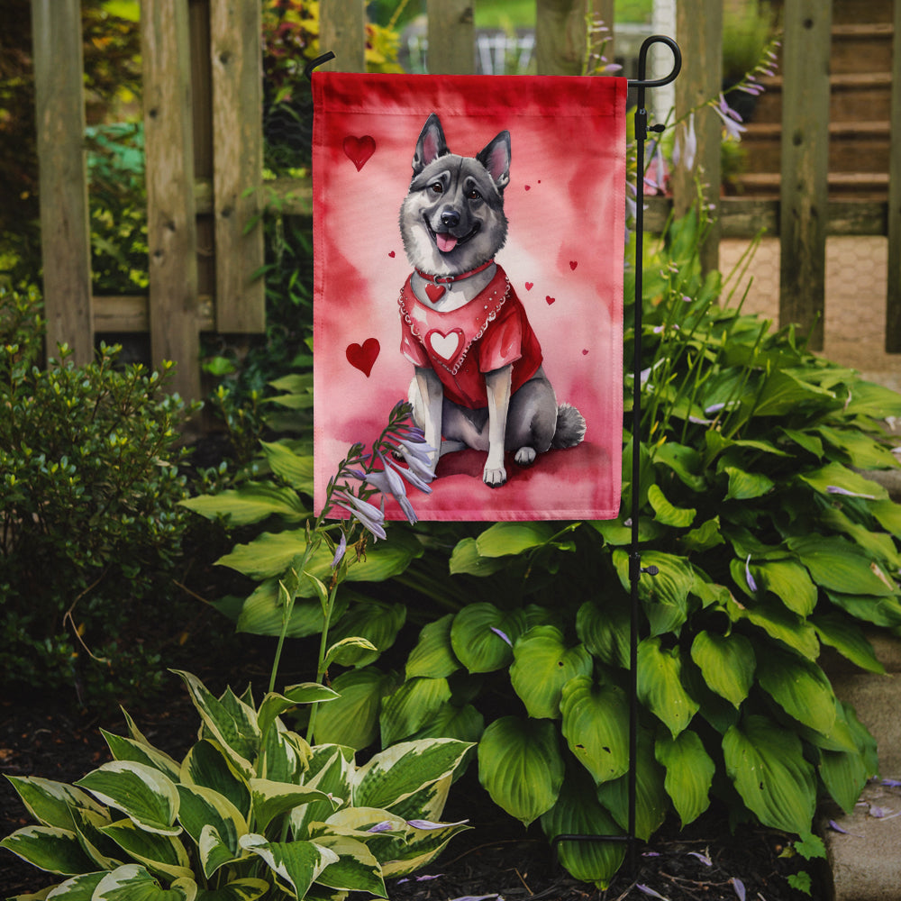 Norwegian Elkhound My Valentine Garden Flag Mailbox Decorative Yard Banner Outside Patio Artwork for Flower Beds, Garden Size, Multicolor