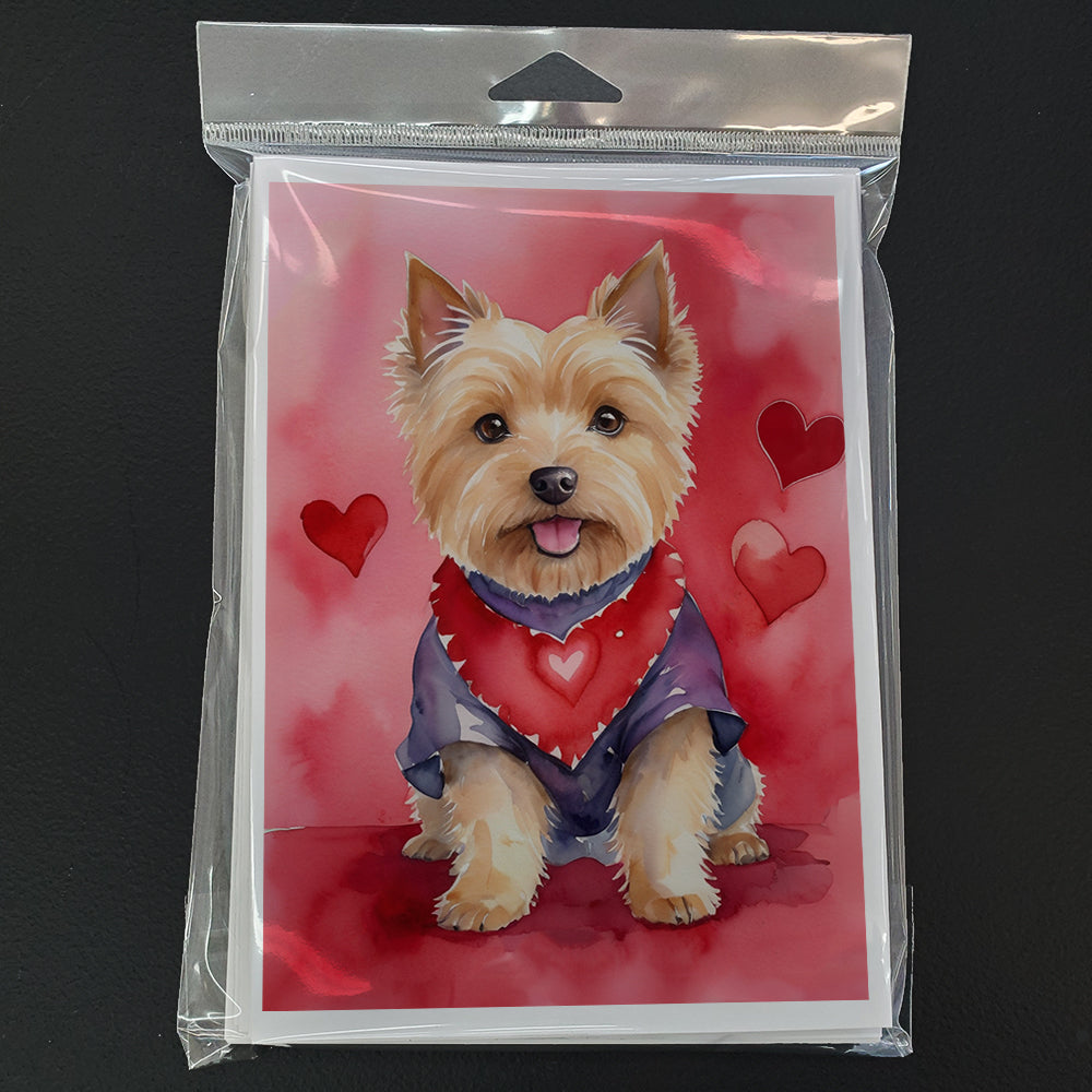 Norwich Terrier My Valentine Greeting Cards Pack of 8 Blank Cards with Envelopes Whimsical A7 Size 5x7