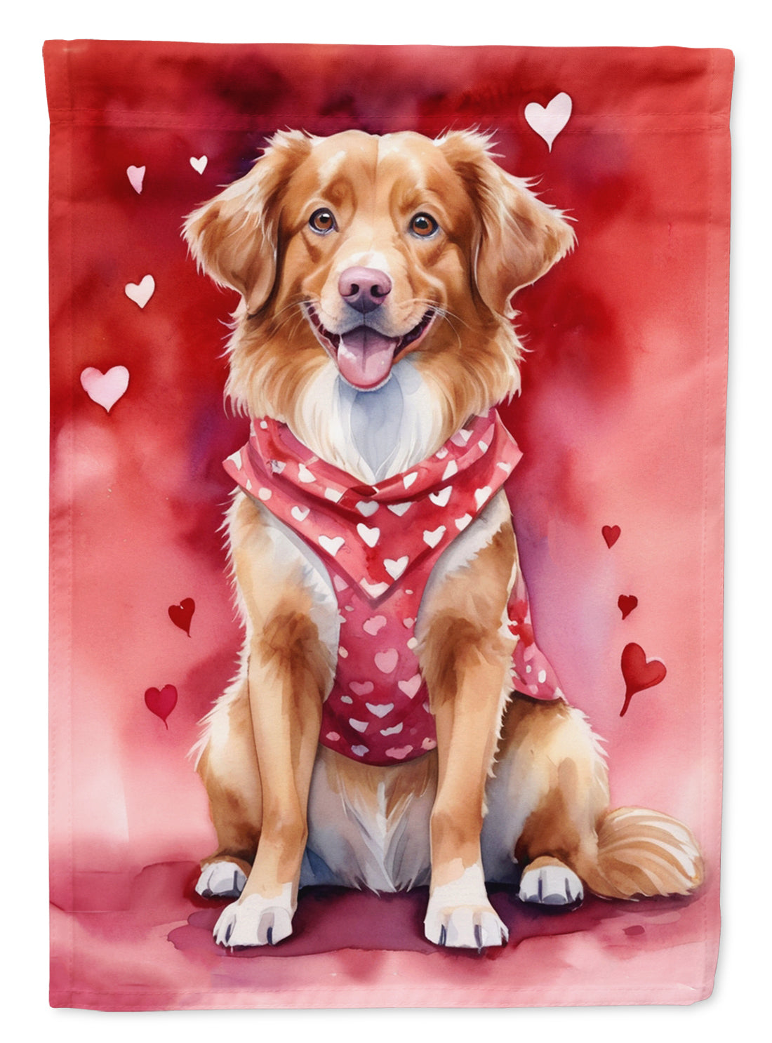 Nova Scotia Duck Tolling Retriever My Valentine House Flag 28x40 Porch Sleeve Pole Decorative Outside Yard Banner Artwork Wall Hanging, Polyester