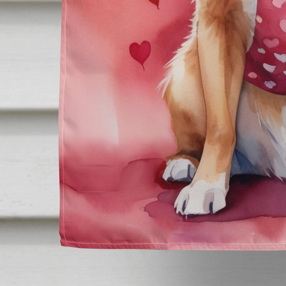 Nova Scotia Duck Tolling Retriever My Valentine House Flag 28x40 Porch Sleeve Pole Decorative Outside Yard Banner Artwork Wall Hanging, Polyester
