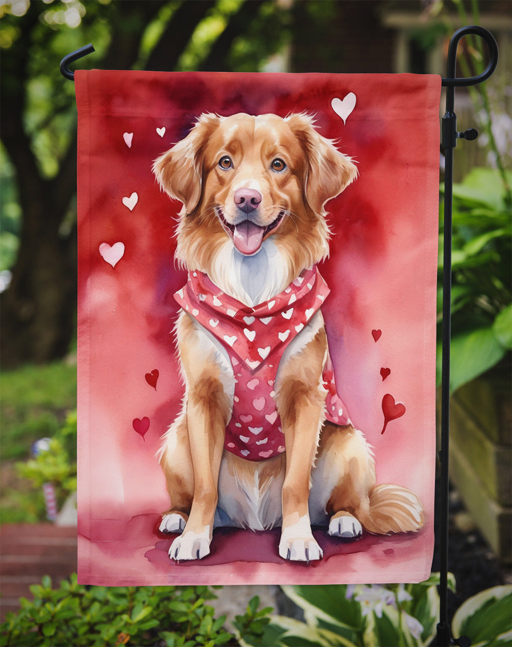 Nova Scotia Duck Tolling Retriever My Valentine Garden Flag Mailbox Decorative Yard Banner Outside Patio Artwork for Flower Beds, Garden Size, Multicolor