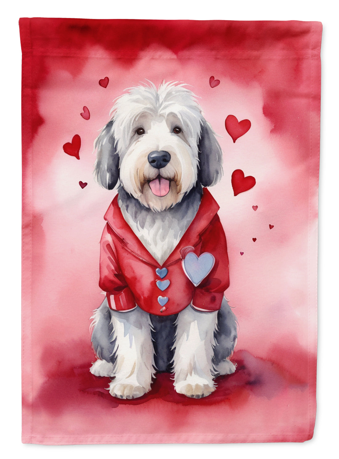 Old English Sheepdog My Valentine Garden Flag Mailbox Decorative Yard Banner Outside Patio Artwork for Flower Beds, Garden Size, Multicolor
