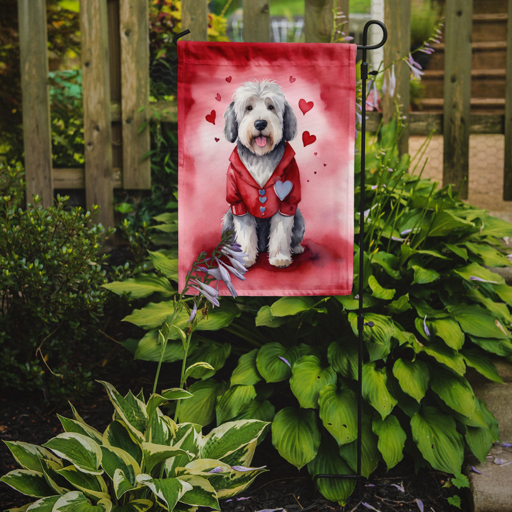 Old English Sheepdog My Valentine Garden Flag Mailbox Decorative Yard Banner Outside Patio Artwork for Flower Beds, Garden Size, Multicolor