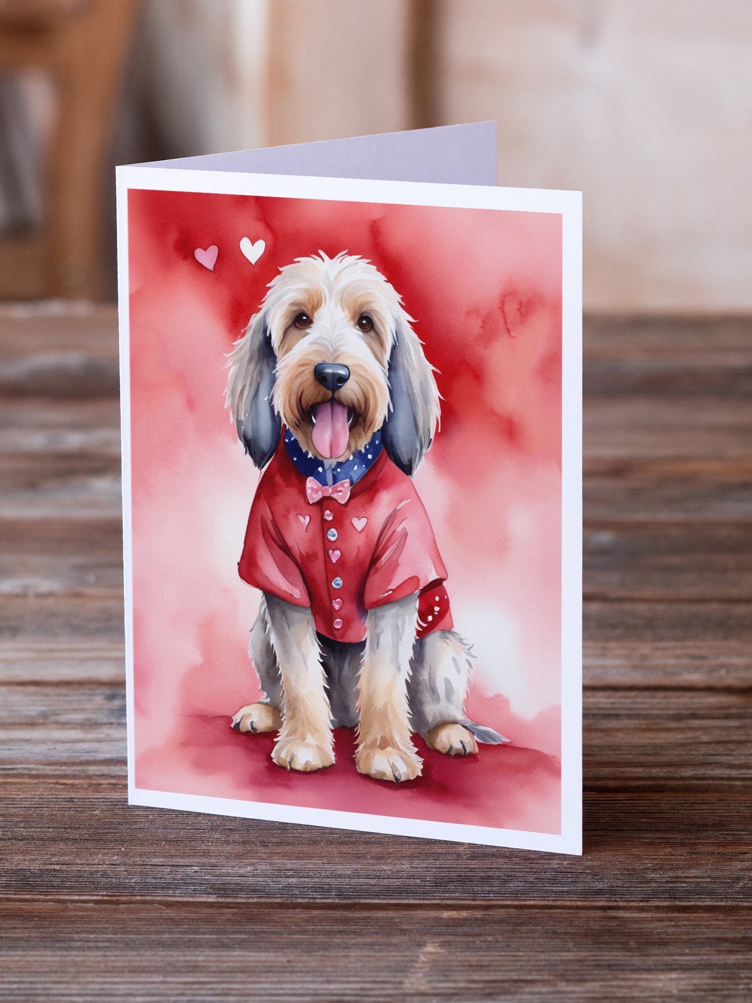 Otterhound My Valentine Greeting Cards Pack of 8 Blank Cards with Envelopes Whimsical A7 Size 5x7
