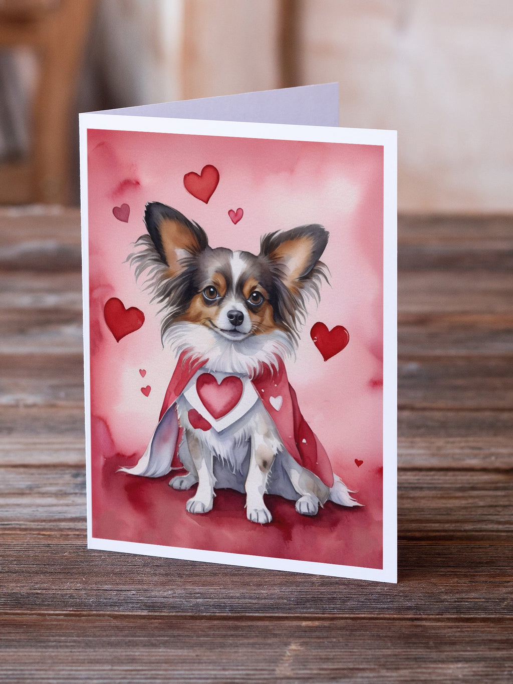 Papillon My Valentine Greeting Cards Pack of 8 Blank Cards with Envelopes Whimsical A7 Size 5x7