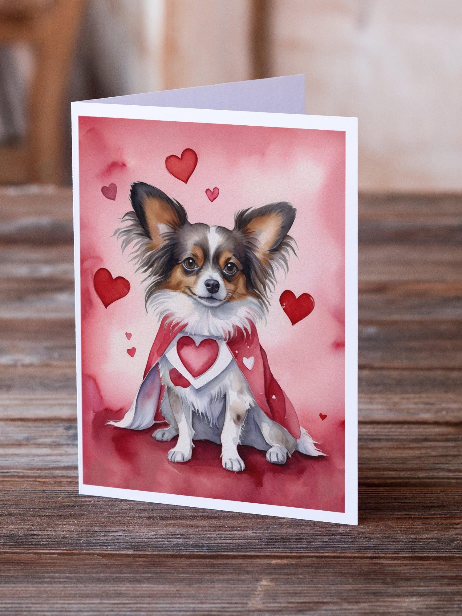 Papillon My Valentine Greeting Cards Pack of 8 Blank Cards with Envelopes Whimsical A7 Size 5x7