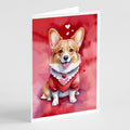 Corgi My Valentine Greeting Cards Pack of 8 Blank Cards with Envelopes Whimsical A7 Size 5x7