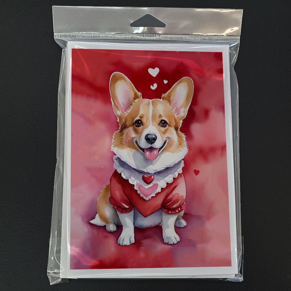 Corgi My Valentine Greeting Cards Pack of 8 Blank Cards with Envelopes Whimsical A7 Size 5x7