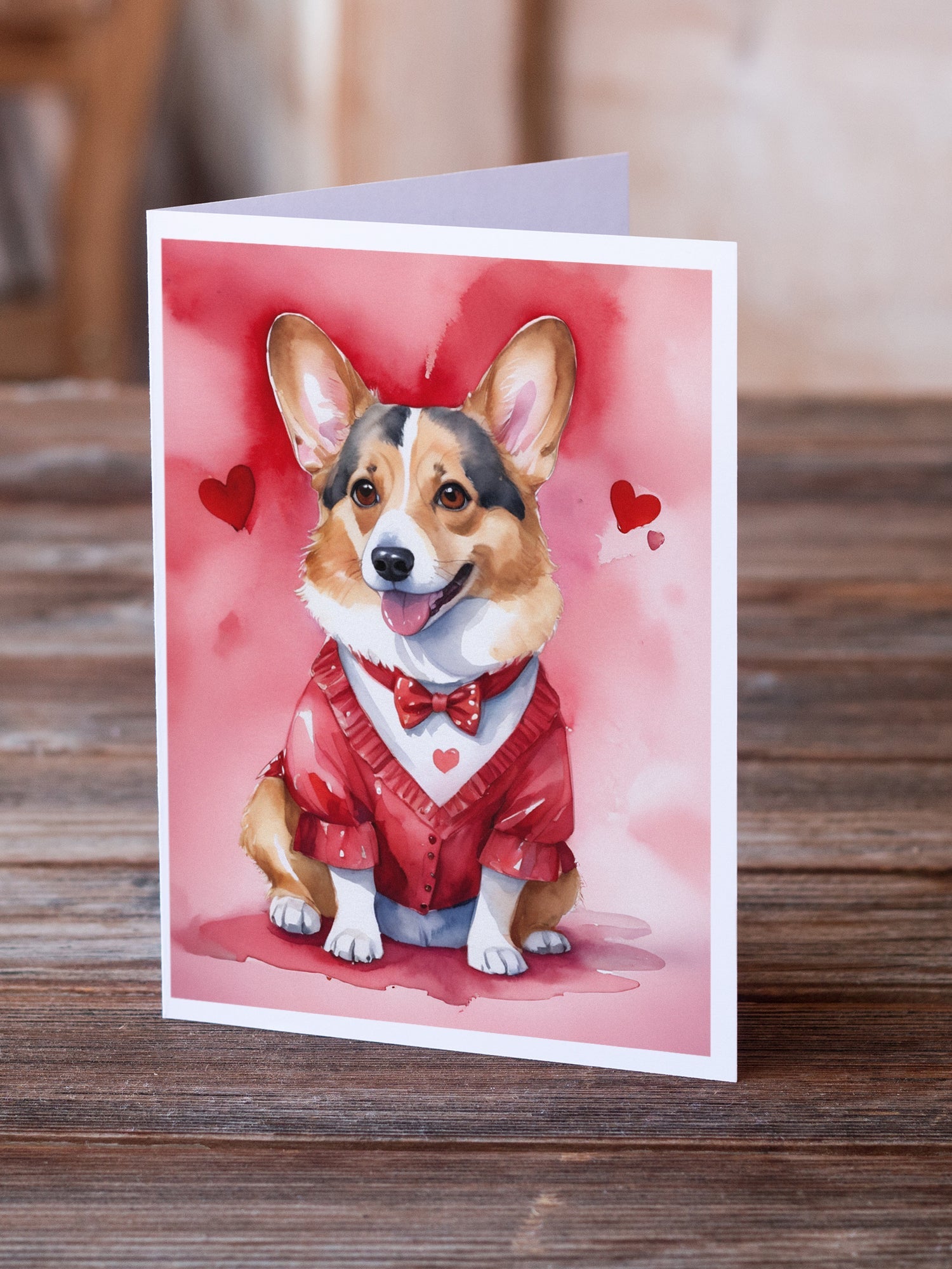 Corgi My Valentine Greeting Cards Pack of 8 Blank Cards with Envelopes Whimsical A7 Size 5x7