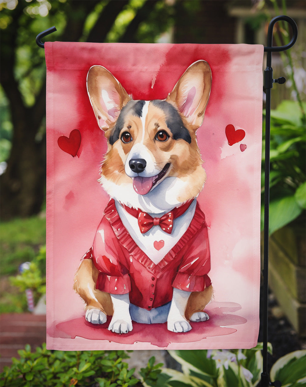 Corgi My Valentine Garden Flag Mailbox Decorative Yard Banner Outside Patio Artwork for Flower Beds, Garden Size, Multicolor