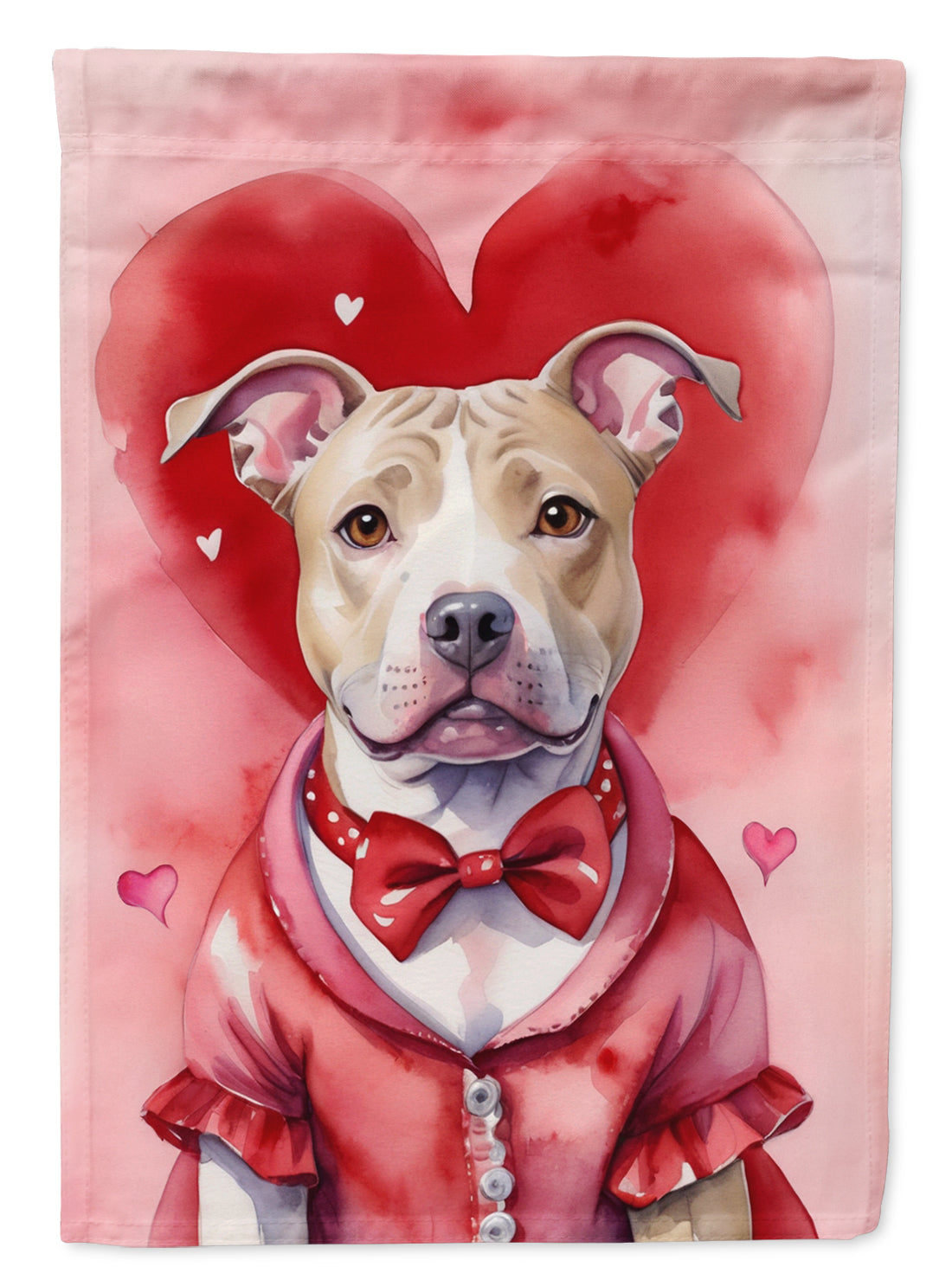 Pit Bull Terrier My Valentine House Flag 28x40 Porch Sleeve Pole Decorative Outside Yard Banner Artwork Wall Hanging, Polyester