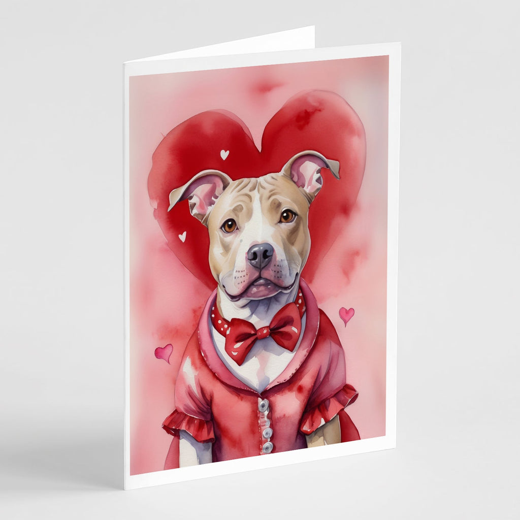 Pit Bull Terrier My Valentine Greeting Cards Pack of 8 Blank Cards with Envelopes Whimsical A7 Size 5x7
