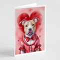 Pit Bull Terrier My Valentine Greeting Cards Pack of 8 Blank Cards with Envelopes Whimsical A7 Size 5x7