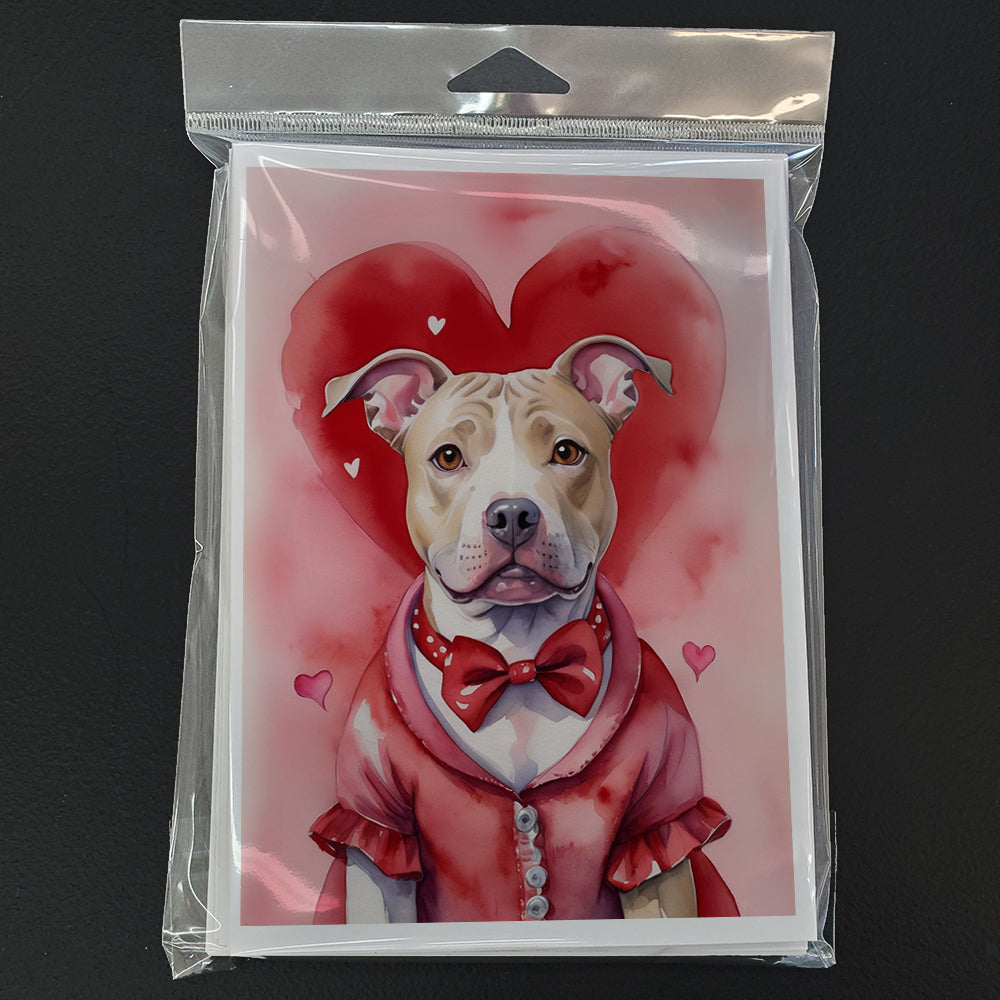 Pit Bull Terrier My Valentine Greeting Cards Pack of 8 Blank Cards with Envelopes Whimsical A7 Size 5x7