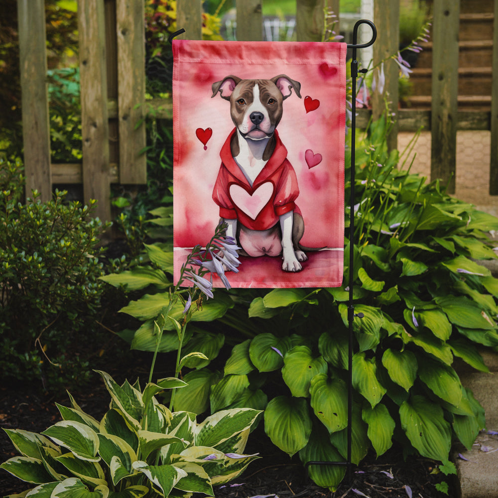 Pit Bull Terrier My Valentine Garden Flag Mailbox Decorative Yard Banner Outside Patio Artwork for Flower Beds, Garden Size, Multicolor