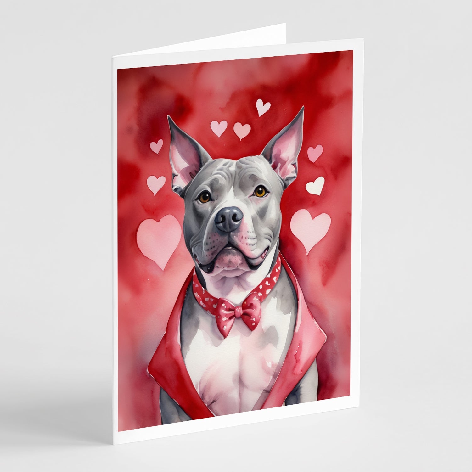 Pit Bull Terrier My Valentine Greeting Cards Pack of 8 Blank Cards with Envelopes Whimsical A7 Size 5x7