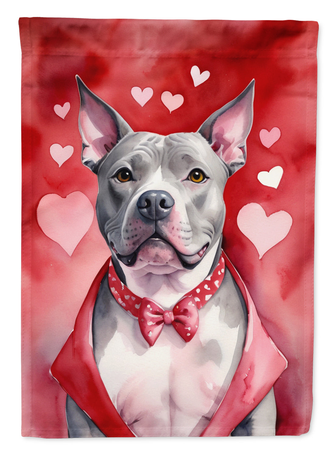 Pit Bull Terrier My Valentine Garden Flag Mailbox Decorative Yard Banner Outside Patio Artwork for Flower Beds, Garden Size, Multicolor
