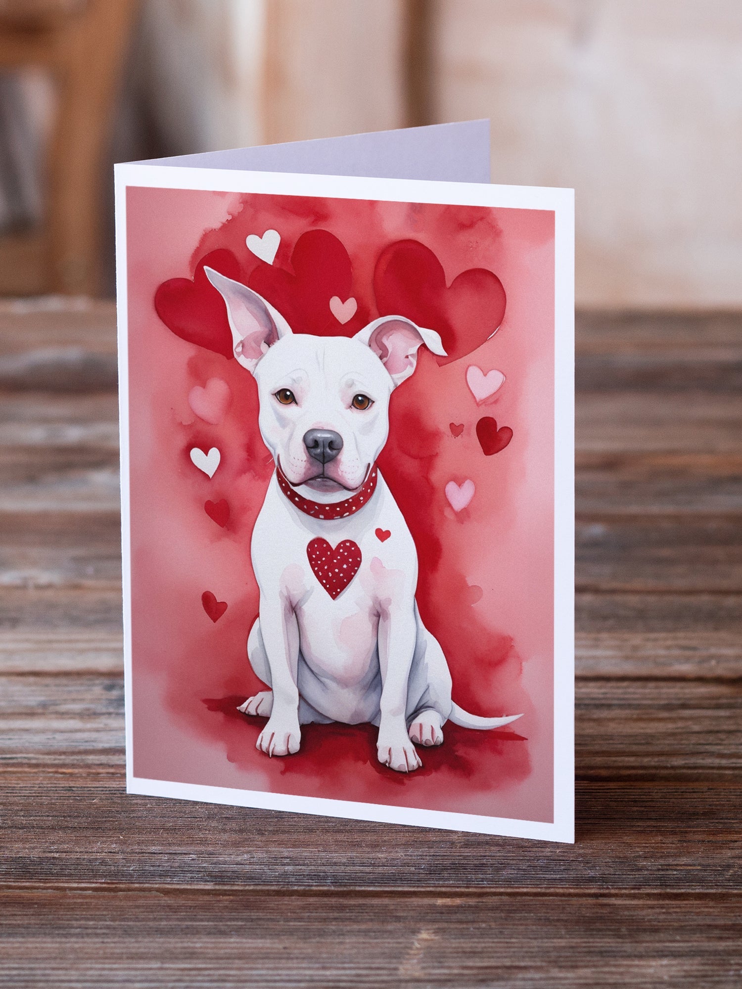 Pit Bull Terrier My Valentine Greeting Cards Pack of 8 Blank Cards with Envelopes Whimsical A7 Size 5x7