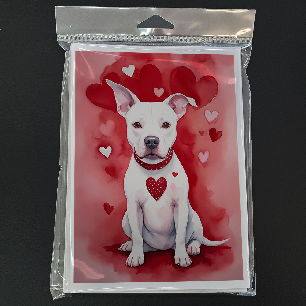 Pit Bull Terrier My Valentine Greeting Cards Pack of 8 Blank Cards with Envelopes Whimsical A7 Size 5x7