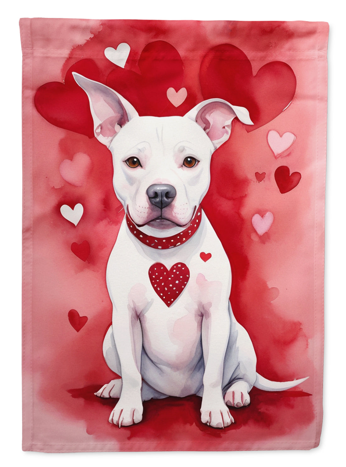 Pit Bull Terrier My Valentine Garden Flag Mailbox Decorative Yard Banner Outside Patio Artwork for Flower Beds, Garden Size, Multicolor