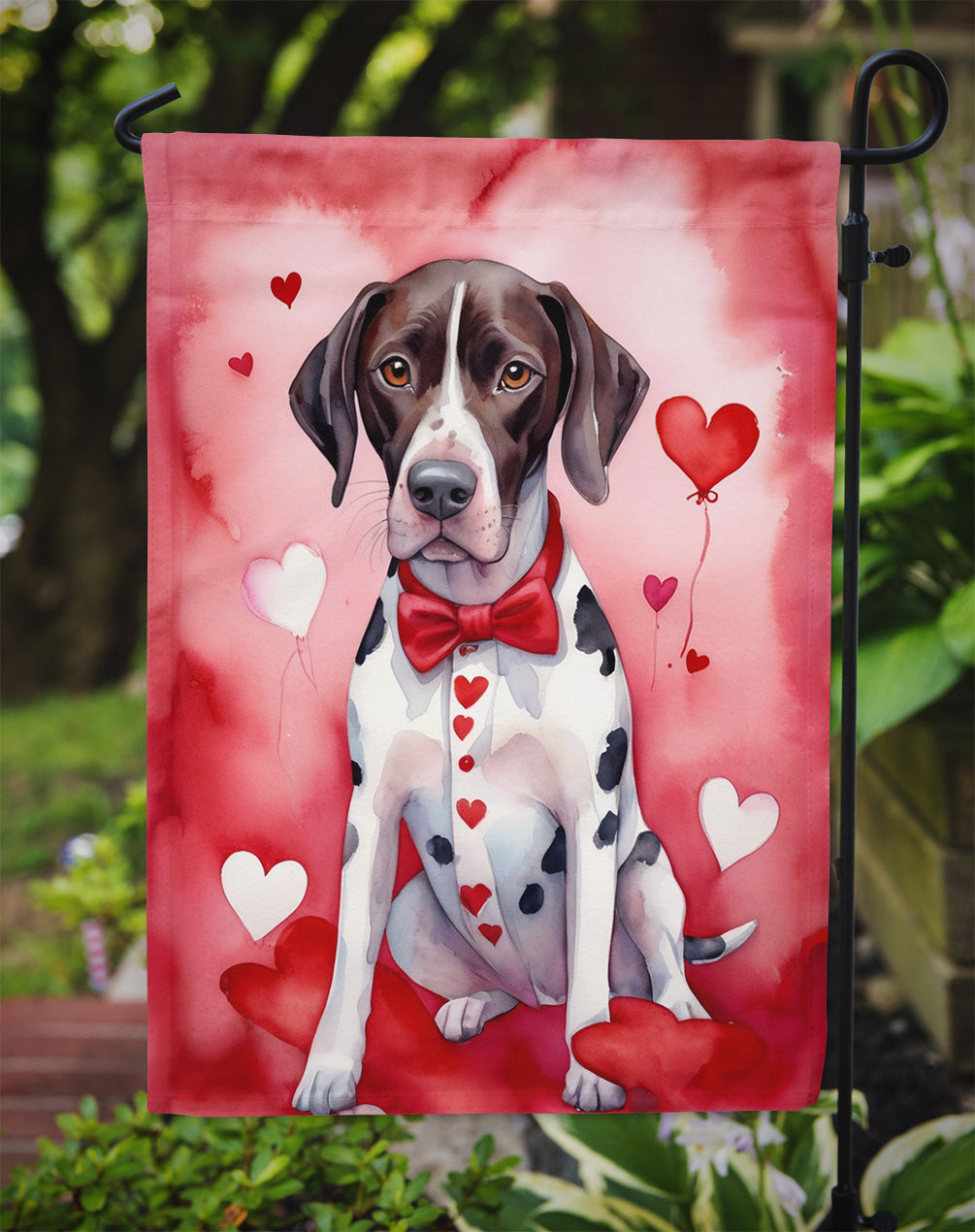 Pointer My Valentine Garden Flag Mailbox Decorative Yard Banner Outside Patio Artwork for Flower Beds, Garden Size, Multicolor