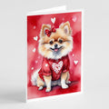 Pomeranian My Valentine Greeting Cards Pack of 8 Blank Cards with Envelopes Whimsical A7 Size 5x7