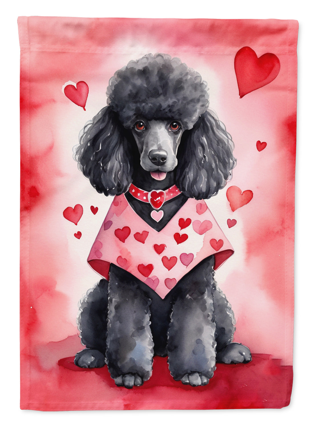 Black Poodle My Valentine House Flag 28x40 Porch Sleeve Pole Decorative Outside Yard Banner Artwork Wall Hanging, Polyester