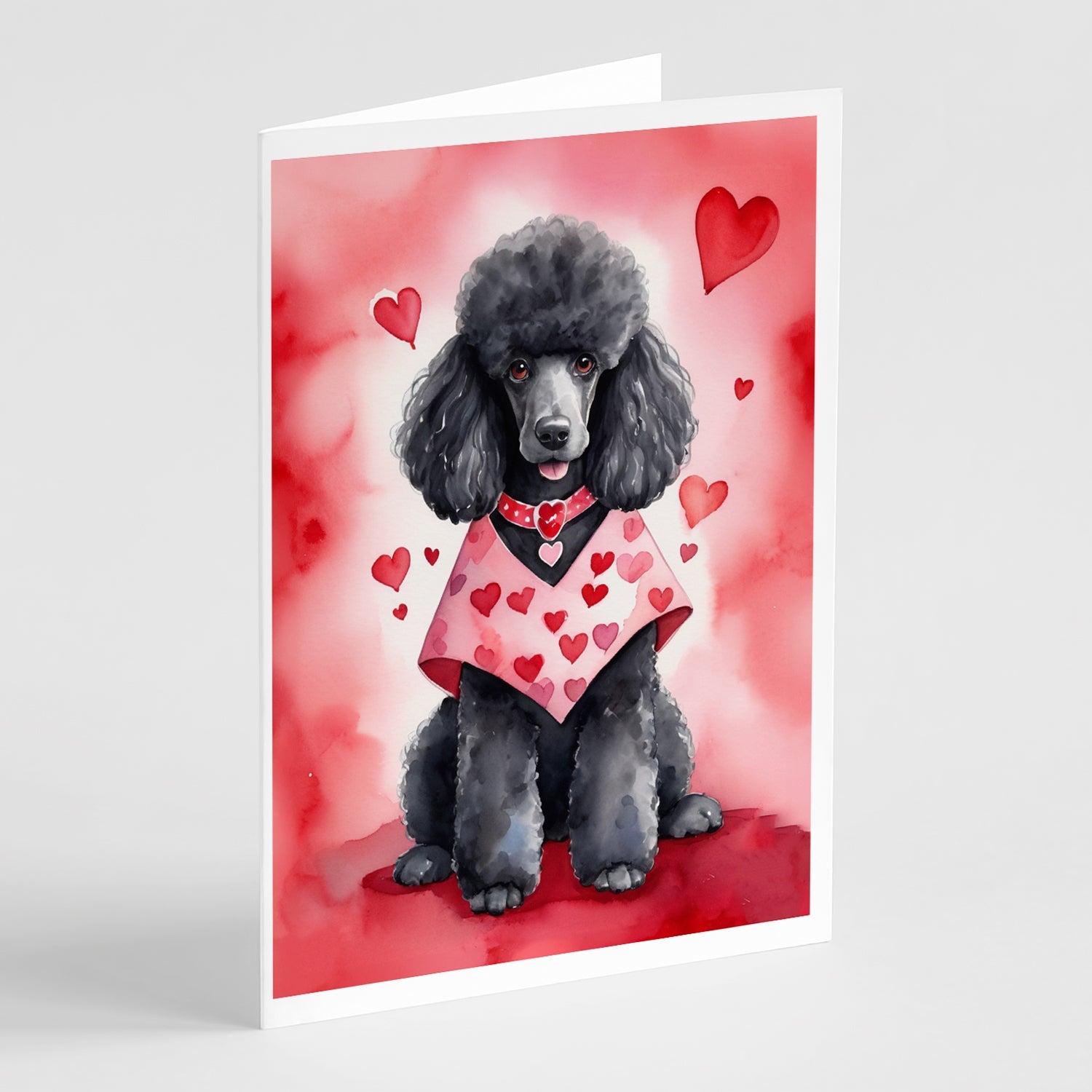 Black Poodle My Valentine Greeting Cards Pack of 8 Blank Cards with Envelopes Whimsical A7 Size 5x7