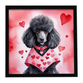 Black Poodle My Valentine Framed Metal Print Bathroom, Kitchen, Office, Home Decor Wall Art Ready to Hang, Square, 8X8