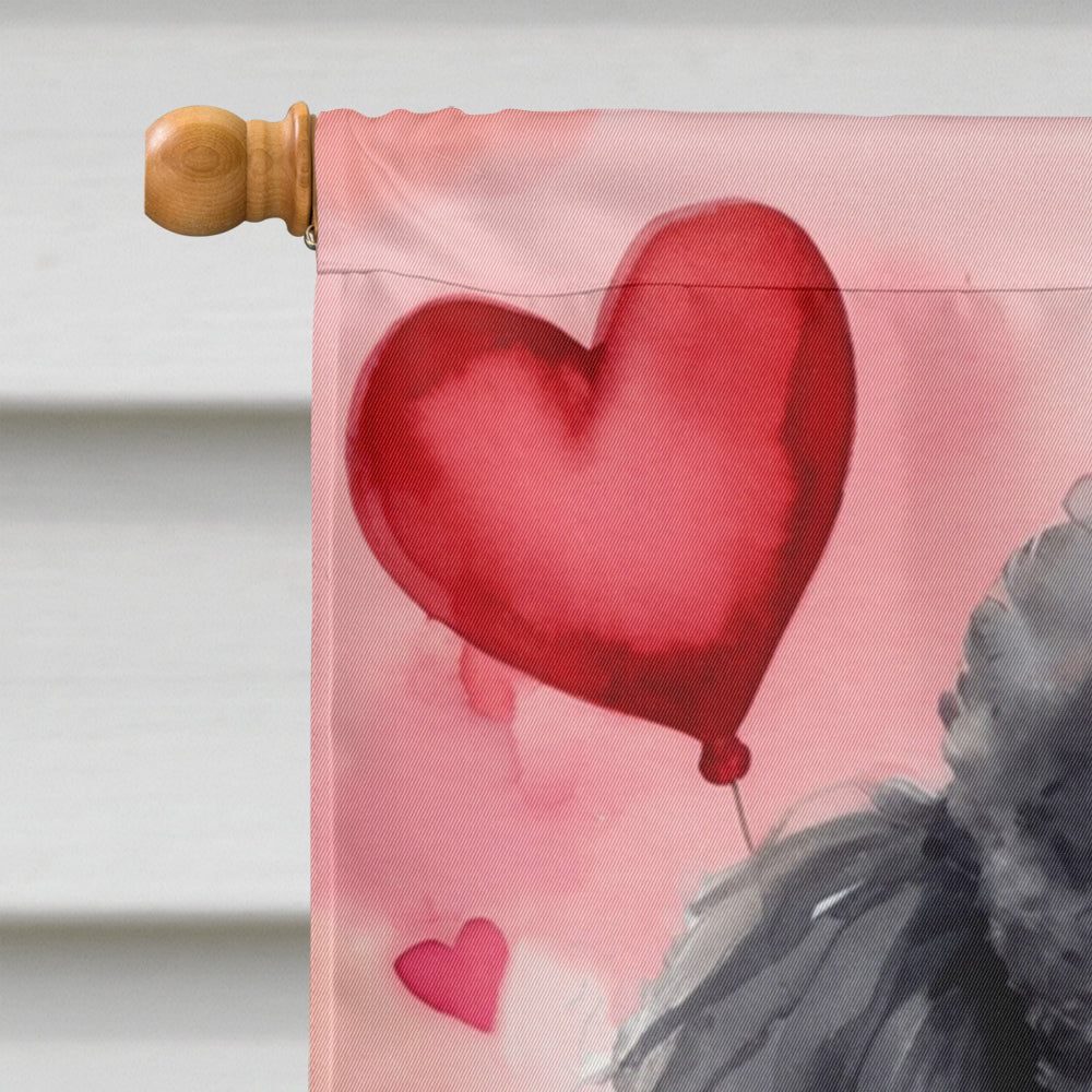 Black Poodle My Valentine House Flag 28x40 Porch Sleeve Pole Decorative Outside Yard Banner Artwork Wall Hanging, Polyester