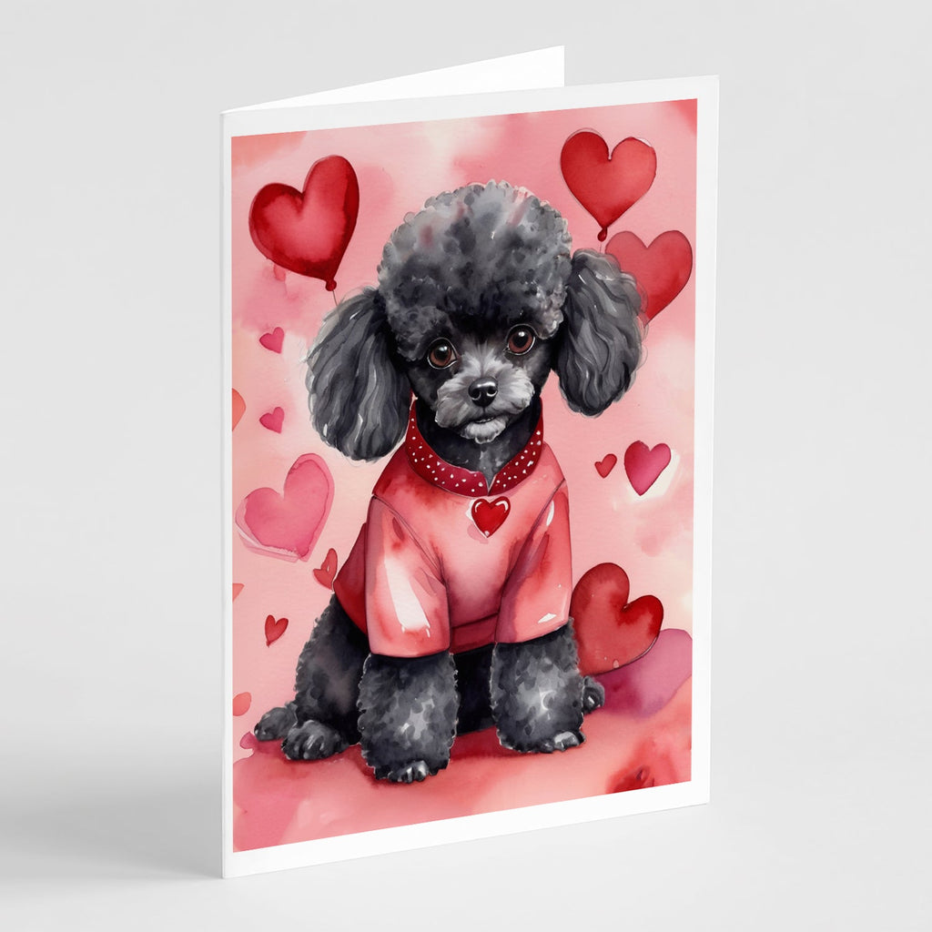 Black Poodle My Valentine Greeting Cards Pack of 8 Blank Cards with Envelopes Whimsical A7 Size 5x7