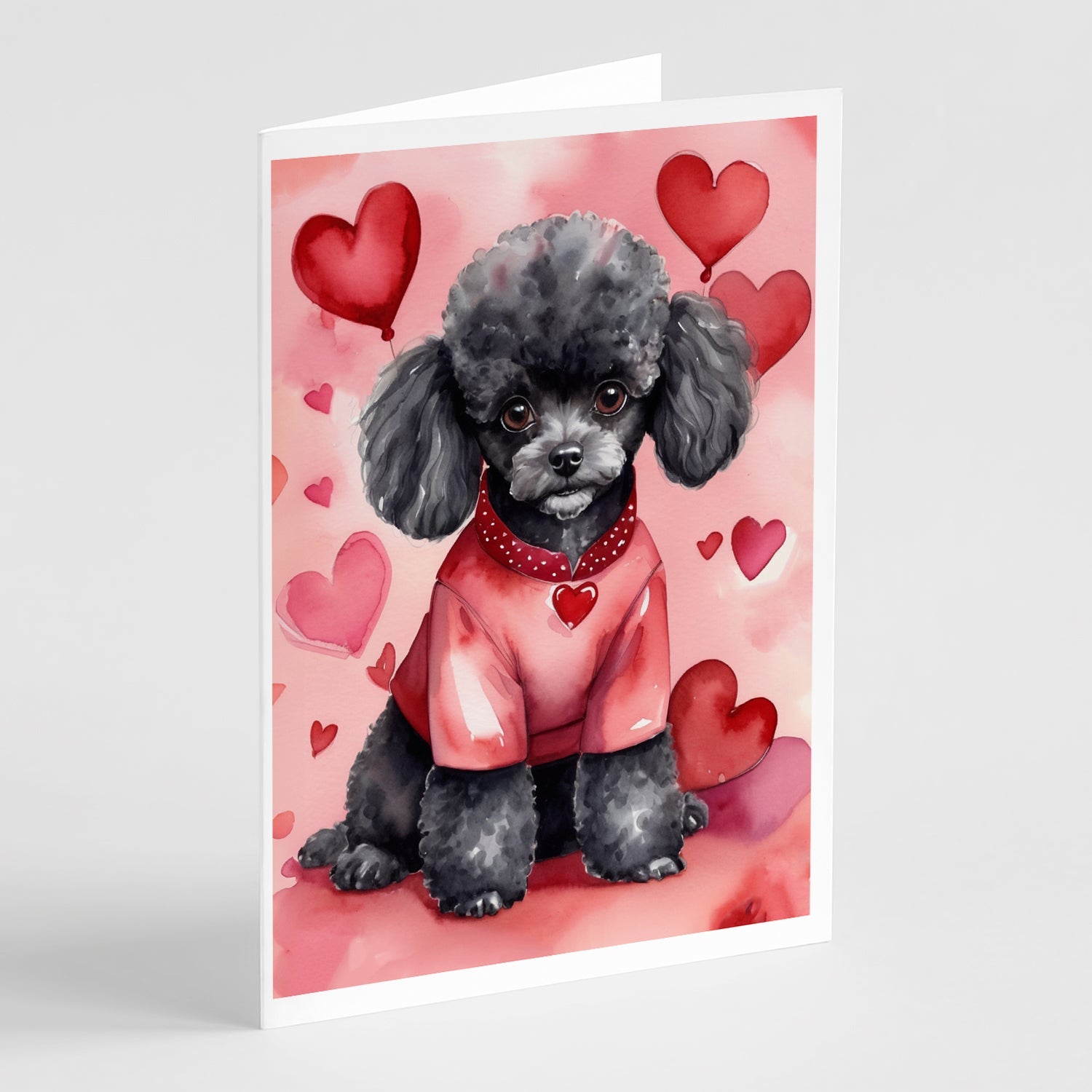Black Poodle My Valentine Greeting Cards Pack of 8 Blank Cards with Envelopes Whimsical A7 Size 5x7