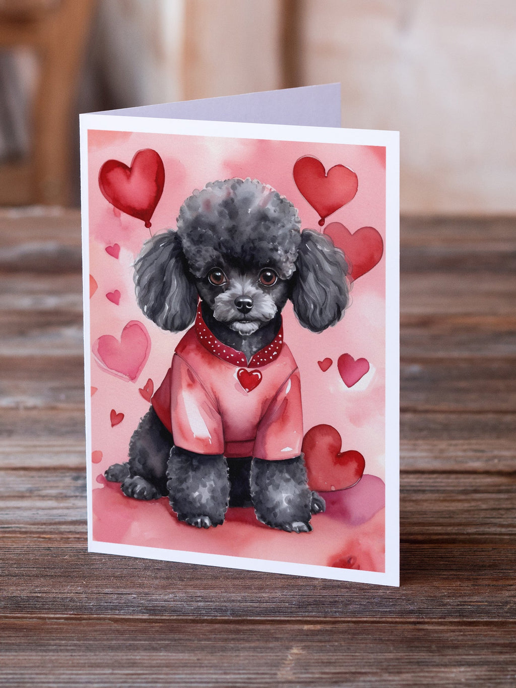 Black Poodle My Valentine Greeting Cards Pack of 8 Blank Cards with Envelopes Whimsical A7 Size 5x7