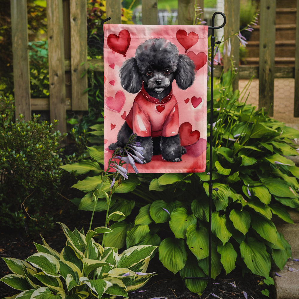 Black Poodle My Valentine Garden Flag Mailbox Decorative Yard Banner Outside Patio Artwork for Flower Beds, Garden Size, Multicolor