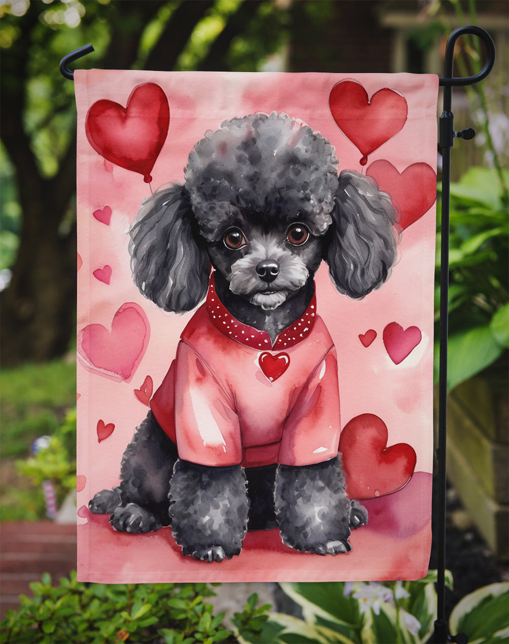 Black Poodle My Valentine Garden Flag Mailbox Decorative Yard Banner Outside Patio Artwork for Flower Beds, Garden Size, Multicolor