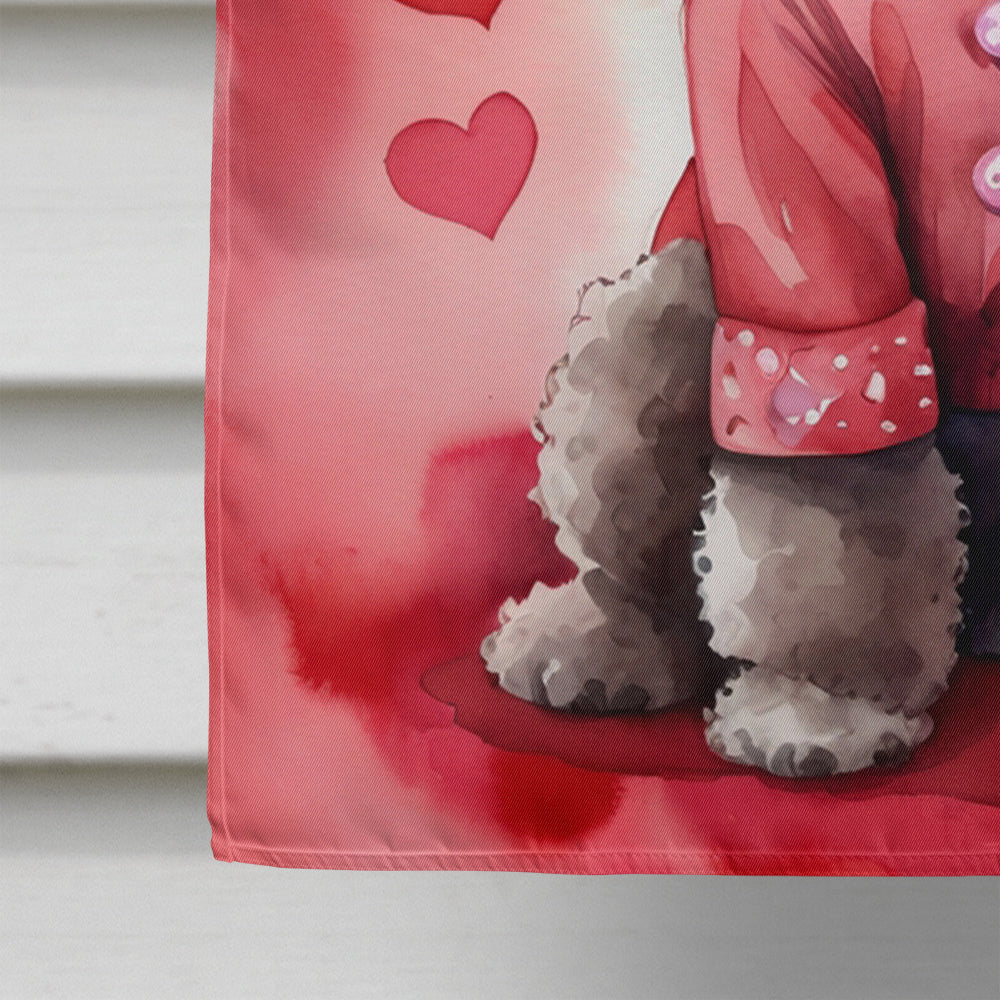 Chocolate Poodle My Valentine House Flag 28x40 Porch Sleeve Pole Decorative Outside Yard Banner Artwork Wall Hanging, Polyester