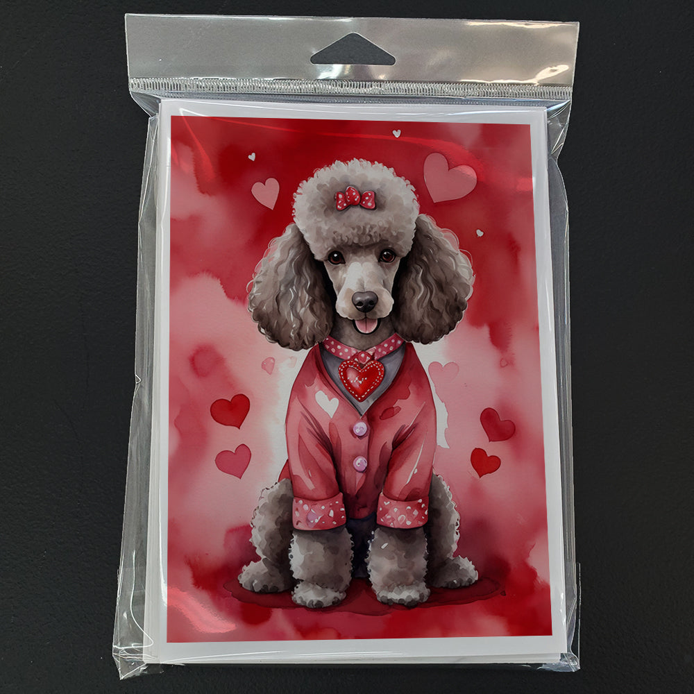 Chocolate Poodle My Valentine Greeting Cards Pack of 8 Blank Cards with Envelopes Whimsical A7 Size 5x7