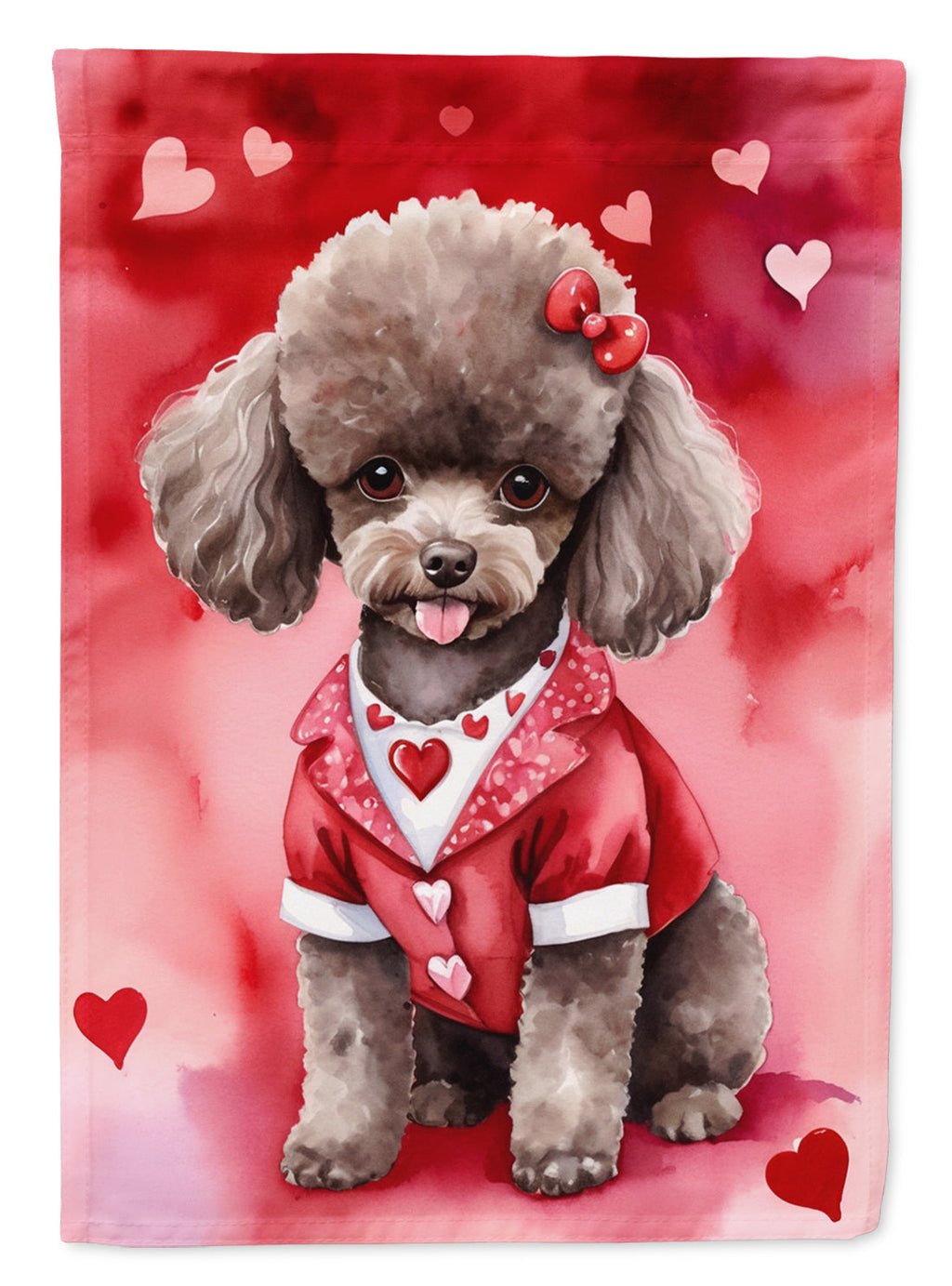 Chocolate Poodle My Valentine Garden Flag Mailbox Decorative Yard Banner Outside Patio Artwork for Flower Beds, Garden Size, Multicolor