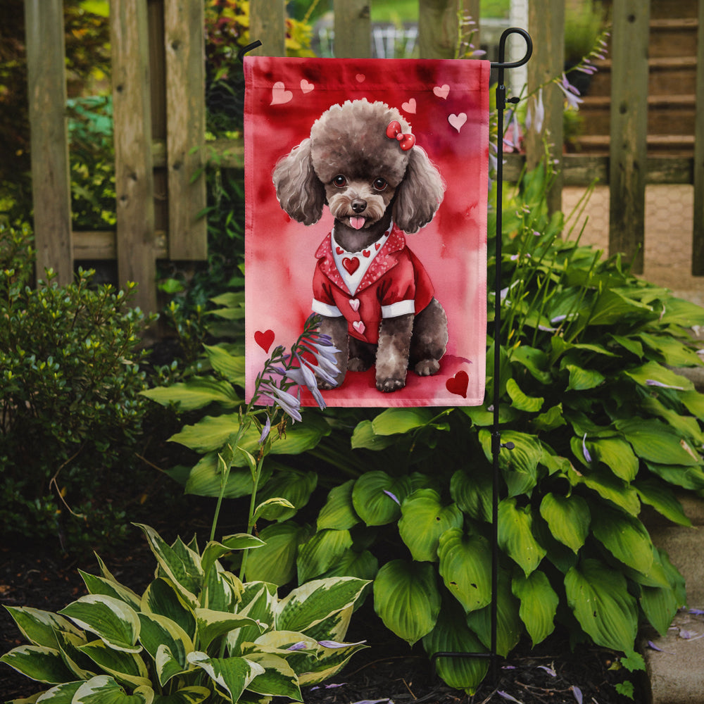 Chocolate Poodle My Valentine Garden Flag Mailbox Decorative Yard Banner Outside Patio Artwork for Flower Beds, Garden Size, Multicolor