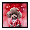 Chocolate Poodle My Valentine Framed Metal Print Bathroom, Kitchen, Office, Home Decor Wall Art Ready to Hang, Square, 8X8