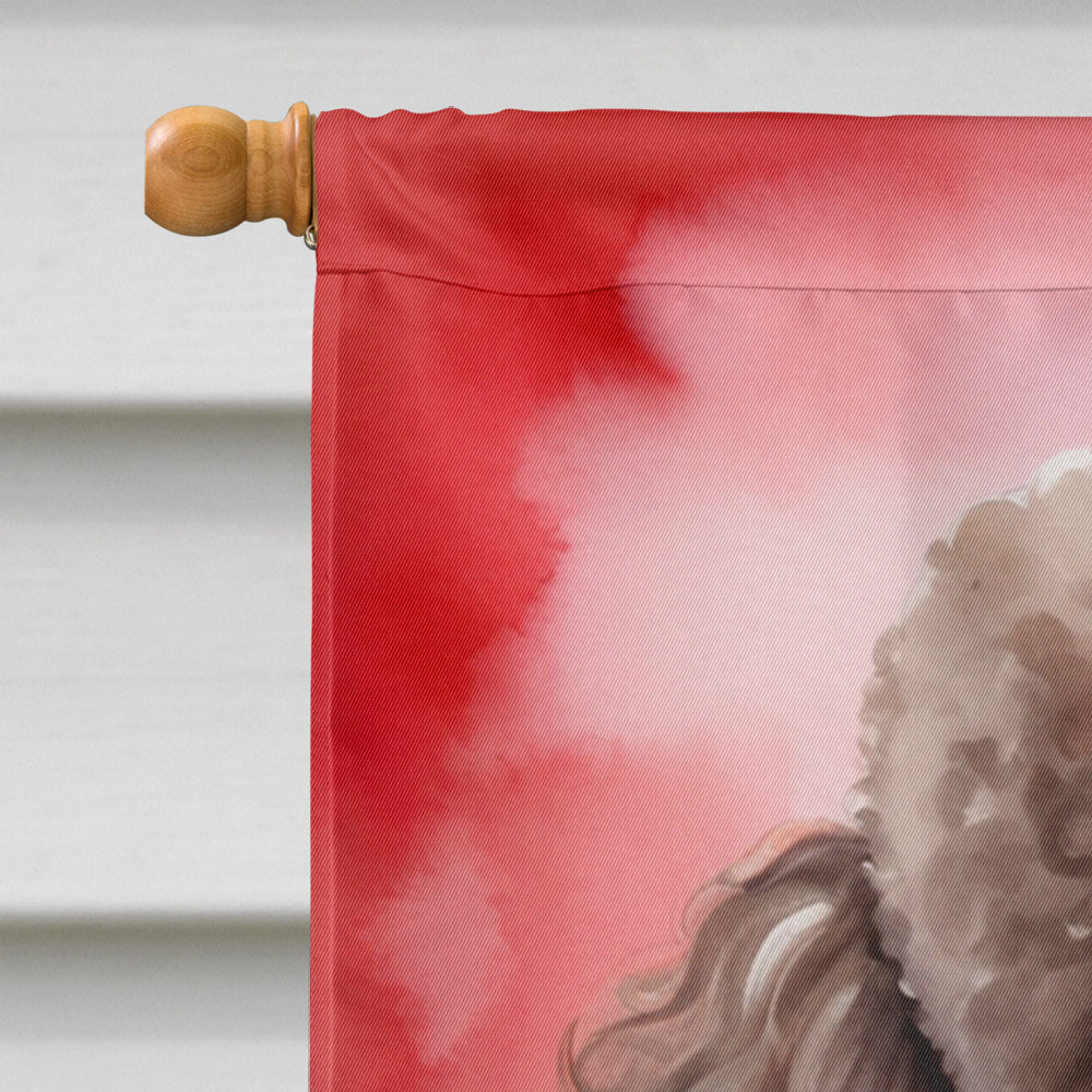 Chocolate Poodle My Valentine House Flag 28x40 Porch Sleeve Pole Decorative Outside Yard Banner Artwork Wall Hanging, Polyester